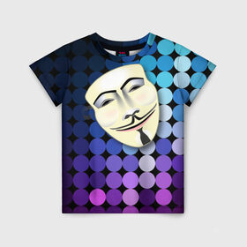 Детская футболка 3D с принтом Анонимус в Екатеринбурге, 100% гипоаллергенный полиэфир | прямой крой, круглый вырез горловины, длина до линии бедер, чуть спущенное плечо, ткань немного тянется | anonymous | www | интернет | маска | свобода | хакер