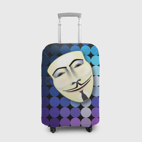 Чехол для чемодана 3D с принтом Анонимус в Екатеринбурге, 86% полиэфир, 14% спандекс | двустороннее нанесение принта, прорези для ручек и колес | anonymous | www | интернет | маска | свобода | хакер