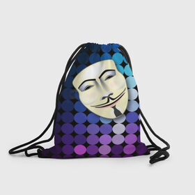 Рюкзак-мешок 3D с принтом Анонимус в Екатеринбурге, 100% полиэстер | плотность ткани — 200 г/м2, размер — 35 х 45 см; лямки — толстые шнурки, застежка на шнуровке, без карманов и подкладки | anonymous | www | интернет | маска | свобода | хакер