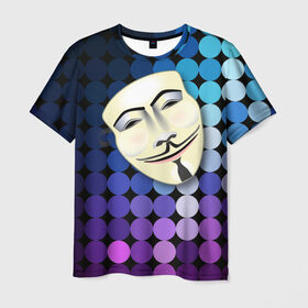 Мужская футболка 3D с принтом Анонимус в Екатеринбурге, 100% полиэфир | прямой крой, круглый вырез горловины, длина до линии бедер | anonymous | www | интернет | маска | свобода | хакер