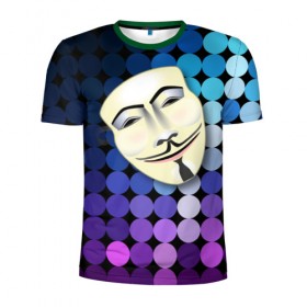 Мужская футболка 3D спортивная с принтом Анонимус в Екатеринбурге, 100% полиэстер с улучшенными характеристиками | приталенный силуэт, круглая горловина, широкие плечи, сужается к линии бедра | anonymous | www | интернет | маска | свобода | хакер