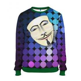 Женский свитшот 3D с принтом Анонимус в Екатеринбурге, 100% полиэстер с мягким внутренним слоем | круглый вырез горловины, мягкая резинка на манжетах и поясе, свободная посадка по фигуре | anonymous | www | интернет | маска | свобода | хакер