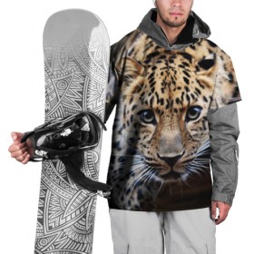 Накидка на куртку 3D с принтом Леопард в Екатеринбурге, 100% полиэстер |  | Тематика изображения на принте: взгляд | глаза | дикая кошка | леопард | хищник