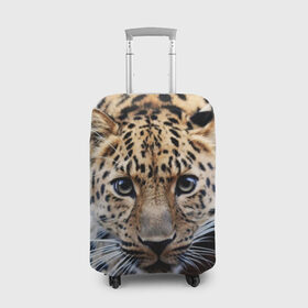 Чехол для чемодана 3D с принтом Леопард в Екатеринбурге, 86% полиэфир, 14% спандекс | двустороннее нанесение принта, прорези для ручек и колес | взгляд | глаза | дикая кошка | леопард | хищник