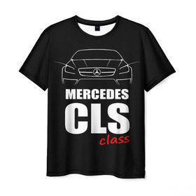 Мужская футболка 3D с принтом Mercedes CLS Class в Екатеринбурге, 100% полиэфир | прямой крой, круглый вырез горловины, длина до линии бедер | mercedes benz | mercedes cls 63 amg | авто | автомобиль | машина | мерседес | тачка