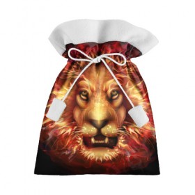Подарочный 3D мешок с принтом Огненный лев в Екатеринбурге, 100% полиэстер | Размер: 29*39 см | animal | fire | flame | head | lion | look | predator | взгляд | голова | животное | лев | огненный | огонь | пламя | хищник