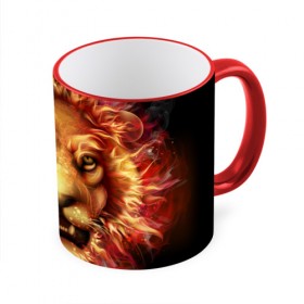 Кружка 3D с принтом Огненный лев в Екатеринбурге, керамика | ёмкость 330 мл | animal | fire | flame | head | lion | look | predator | взгляд | голова | животное | лев | огненный | огонь | пламя | хищник