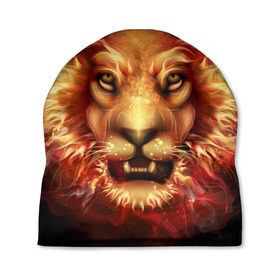 Шапка 3D с принтом Огненный лев в Екатеринбурге, 100% полиэстер | универсальный размер, печать по всей поверхности изделия | animal | fire | flame | head | lion | look | predator | взгляд | голова | животное | лев | огненный | огонь | пламя | хищник