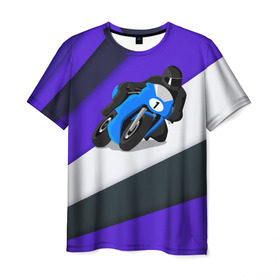 Мужская футболка 3D с принтом Sportsbike в Екатеринбурге, 100% полиэфир | прямой крой, круглый вырез горловины, длина до линии бедер | байк | байкер. гонщик | гонки | мотоцикл | спорт | спортбайк | трасса