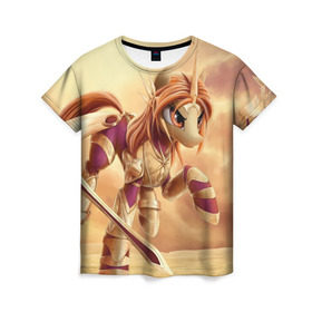 Женская футболка 3D с принтом Pony Leona в Екатеринбурге, 100% полиэфир ( синтетическое хлопкоподобное полотно) | прямой крой, круглый вырез горловины, длина до линии бедер | league of legends | leona | lol | pony | леона | лига легенд | лол | пони