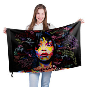 Флаг 3D с принтом Ямайка, девушка в Екатеринбурге, 100% полиэстер | плотность ткани — 95 г/м2, размер — 67 х 109 см. Принт наносится с одной стороны | девушка | портрет | ямайка | яркий