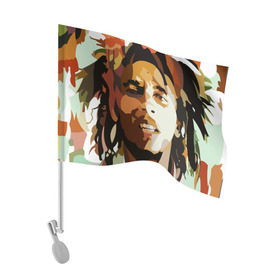 Флаг для автомобиля с принтом Боб Марли в Екатеринбурге, 100% полиэстер | Размер: 30*21 см | bob marley | composer | guitarist | jamaica | jamaican musician | reggae | singer | музыкант | регги