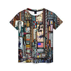 Женская футболка 3D с принтом Нью-Йорк Сити в Екатеринбурге, 100% полиэфир ( синтетическое хлопкоподобное полотно) | прямой крой, круглый вырез горловины, длина до линии бедер | арт | веселые | интересные | популярное | узор