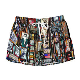 Женские шорты 3D с принтом Нью-Йорк Сити в Екатеринбурге, 100% полиэстер | прямой крой, два кармана без застежек по бокам. Мягкая трикотажная резинка на поясе, внутри которой широкие завязки. Длина до середины бедра | арт | веселые | интересные | популярное | узор