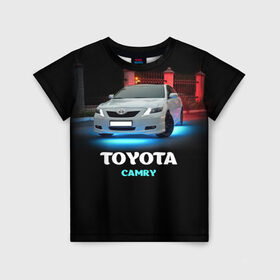 Детская футболка 3D с принтом Toyota Camry в Екатеринбурге, 100% гипоаллергенный полиэфир | прямой крой, круглый вырез горловины, длина до линии бедер, чуть спущенное плечо, ткань немного тянется | camry | toyota | авто. автомобиль | камри | машина | тачка | тойота