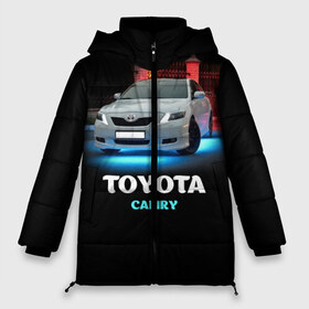 Женская зимняя куртка 3D с принтом Toyota Camry в Екатеринбурге, верх — 100% полиэстер; подкладка — 100% полиэстер; утеплитель — 100% полиэстер | длина ниже бедра, силуэт Оверсайз. Есть воротник-стойка, отстегивающийся капюшон и ветрозащитная планка. 

Боковые карманы с листочкой на кнопках и внутренний карман на молнии | camry | toyota | авто. автомобиль | камри | машина | тачка | тойота