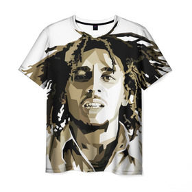 Мужская футболка 3D с принтом Ямайка, Боб Марли в Екатеринбурге, 100% полиэфир | прямой крой, круглый вырез горловины, длина до линии бедер | bob marley | reggae