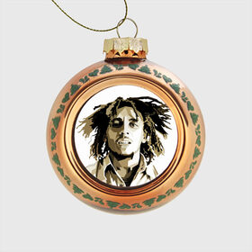 Стеклянный ёлочный шар с принтом Ямайка, Боб Марли в Екатеринбурге, Стекло | Диаметр: 80 мм | bob marley | reggae