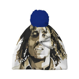 Шапка 3D c помпоном с принтом Ямайка, Боб Марли в Екатеринбурге, 100% полиэстер | универсальный размер, печать по всей поверхности изделия | bob marley | reggae