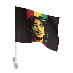 Флаг для автомобиля с принтом Ямайка, Боб Марли в Екатеринбурге, 100% полиэстер | Размер: 30*21 см | bob marley | reggae | регги