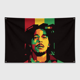 Флаг-баннер с принтом Ямайка Боб Марли в Екатеринбурге, 100% полиэстер | размер 67 х 109 см, плотность ткани — 95 г/м2; по краям флага есть четыре люверса для крепления | bob marley | reggae | регги