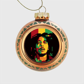 Стеклянный ёлочный шар с принтом Ямайка, Боб Марли в Екатеринбурге, Стекло | Диаметр: 80 мм | bob marley | reggae | регги