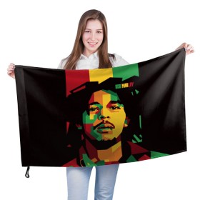 Флаг 3D с принтом Ямайка, Боб Марли в Екатеринбурге, 100% полиэстер | плотность ткани — 95 г/м2, размер — 67 х 109 см. Принт наносится с одной стороны | bob marley | reggae | регги