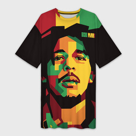 Платье-футболка 3D с принтом Ямайка, Боб Марли в Екатеринбурге,  |  | bob marley | reggae | регги