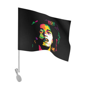Флаг для автомобиля с принтом Ямайка, Боб Марли в Екатеринбурге, 100% полиэстер | Размер: 30*21 см | reggae | регги