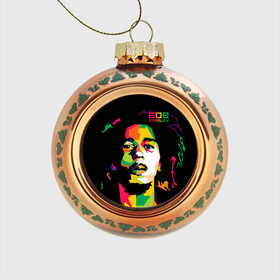 Стеклянный ёлочный шар с принтом Ямайка, Боб Марли в Екатеринбурге, Стекло | Диаметр: 80 мм | reggae | регги