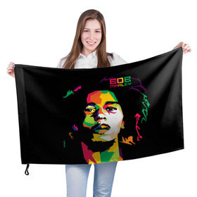 Флаг 3D с принтом Ямайка, Боб Марли в Екатеринбурге, 100% полиэстер | плотность ткани — 95 г/м2, размер — 67 х 109 см. Принт наносится с одной стороны | Тематика изображения на принте: reggae | регги