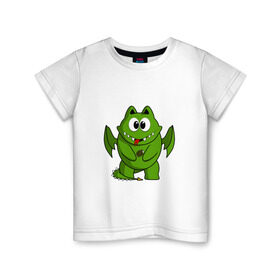 Детская футболка хлопок с принтом Дракон с мороженкой в Екатеринбурге, 100% хлопок | круглый вырез горловины, полуприлегающий силуэт, длина до линии бедер | dragon | icecream | дракон | дракошка | мороженное | рисованный