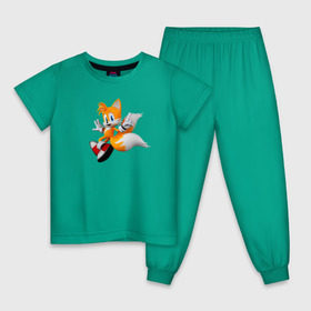 Детская пижама хлопок с принтом Лисенок Тейлз в Екатеринбурге, 100% хлопок |  брюки и футболка прямого кроя, без карманов, на брюках мягкая резинка на поясе и по низу штанин
 | майлз «тейлз» прауэр