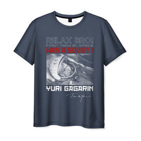 Мужская футболка 3D с принтом Гагарин в Екатеринбурге, 100% полиэфир | прямой крой, круглый вырез горловины, длина до линии бедер | Тематика изображения на принте: 