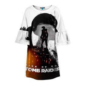 Детское платье 3D с принтом Rise of the Tomb Raider 1 в Екатеринбурге, 100% полиэстер | прямой силуэт, чуть расширенный к низу. Круглая горловина, на рукавах — воланы | Тематика изображения на принте: rise of the tomb raider | tomb raider | восхождение расхитительницы гробниц | расхитительница гробниц