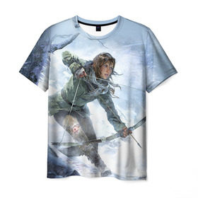 Мужская футболка 3D с принтом Rise of the Tomb Raider 3 в Екатеринбурге, 100% полиэфир | прямой крой, круглый вырез горловины, длина до линии бедер | rise of the tomb raider | tomb raider | восхождение расхитительницы гробниц | расхитительница гробниц