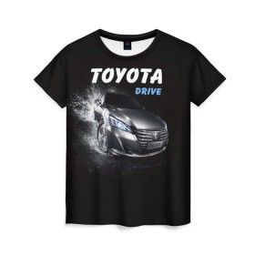 Женская футболка 3D с принтом Toyota Drive в Екатеринбурге, 100% полиэфир ( синтетическое хлопкоподобное полотно) | прямой крой, круглый вырез горловины, длина до линии бедер | crown | toyota | авто | автомобиль | краун | машина | тачка | тойота