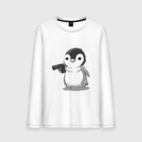 Мужской лонгслив хлопок с принтом пингвин в Екатеринбурге, 100% хлопок |  | gun | penguin | shotgun | tmblr | tumbler | пингвин | пистолет