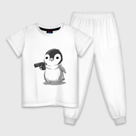 Детская пижама хлопок с принтом пингвин в Екатеринбурге, 100% хлопок |  брюки и футболка прямого кроя, без карманов, на брюках мягкая резинка на поясе и по низу штанин
 | gun | penguin | shotgun | tmblr | tumbler | пингвин | пистолет