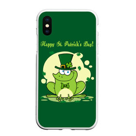 Чехол для iPhone XS Max матовый с принтом Ирландия в Екатеринбурге, Силикон | Область печати: задняя сторона чехла, без боковых панелей | clover | frog | green | happy st. patricks day | ireland | irish | moon | день святого патрика | зелёная | ирландец | ирландия | клевер | луна | лягушка | счастливый | шляпа