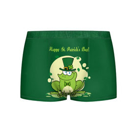 Мужские трусы 3D с принтом Ирландия в Екатеринбурге, 50% хлопок, 50% полиэстер | классическая посадка, на поясе мягкая тканевая резинка | clover | frog | green | happy st. patricks day | ireland | irish | moon | день святого патрика | зелёная | ирландец | ирландия | клевер | луна | лягушка | счастливый | шляпа