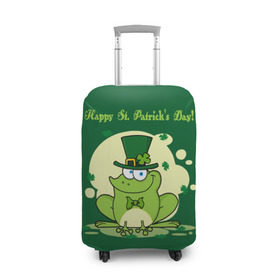 Чехол для чемодана 3D с принтом Ирландия в Екатеринбурге, 86% полиэфир, 14% спандекс | двустороннее нанесение принта, прорези для ручек и колес | clover | frog | green | happy st. patricks day | ireland | irish | moon | день святого патрика | зелёная | ирландец | ирландия | клевер | луна | лягушка | счастливый | шляпа