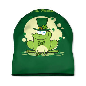 Шапка 3D с принтом Ирландия в Екатеринбурге, 100% полиэстер | универсальный размер, печать по всей поверхности изделия | Тематика изображения на принте: clover | frog | green | happy st. patricks day | ireland | irish | moon | день святого патрика | зелёная | ирландец | ирландия | клевер | луна | лягушка | счастливый | шляпа