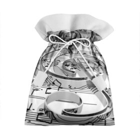 Подарочный 3D мешок с принтом Скрипичный ключ в Екатеринбурге, 100% полиэстер | Размер: 29*39 см | metal | mirrored | music | notes | sign | treble clef | зеркальный | знак | металл | музыка | ноты | скрипичный ключ