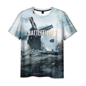 Мужская футболка 3D с принтом Battlefield 1 в Екатеринбурге, 100% полиэфир | прямой крой, круглый вырез горловины, длина до линии бедер | Тематика изображения на принте: батла | батлфилд