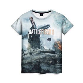 Женская футболка 3D с принтом Battlefield 1 в Екатеринбурге, 100% полиэфир ( синтетическое хлопкоподобное полотно) | прямой крой, круглый вырез горловины, длина до линии бедер | батла | батлфилд