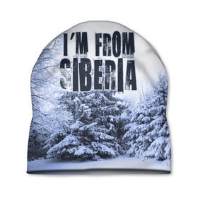 Шапка 3D с принтом Я из Сибири в Екатеринбурге, 100% полиэстер | универсальный размер, печать по всей поверхности изделия | siberia | зима | россия | сибирь | снег | холод