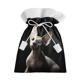 Подарочный 3D мешок с принтом Сфинкс в Екатеринбурге, 100% полиэстер | Размер: 29*39 см | black | cat | взгляд | кот | котик | котэ | кошка | сфинкс | уши | черный