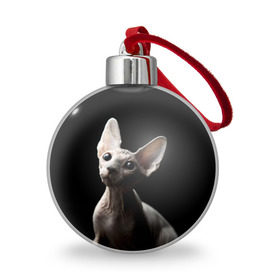 Ёлочный шар с принтом Сфинкс в Екатеринбурге, Пластик | Диаметр: 77 мм | black | cat | взгляд | кот | котик | котэ | кошка | сфинкс | уши | черный