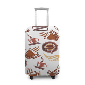 Чехол для чемодана 3D с принтом Coffee в Екатеринбурге, 86% полиэфир, 14% спандекс | двустороннее нанесение принта, прорези для ручек и колес | кофе | паттерн